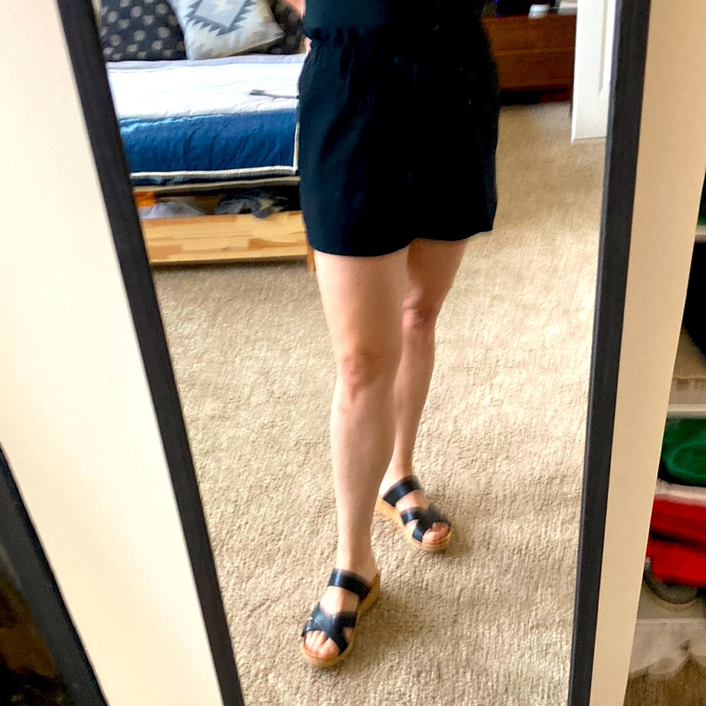 Babaton black crepe drawstring shorts. Size small.
